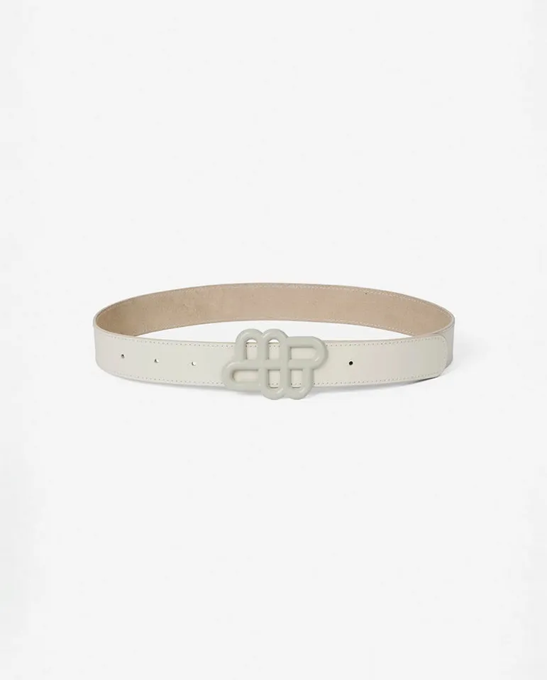 Matter leather Belt Creme
