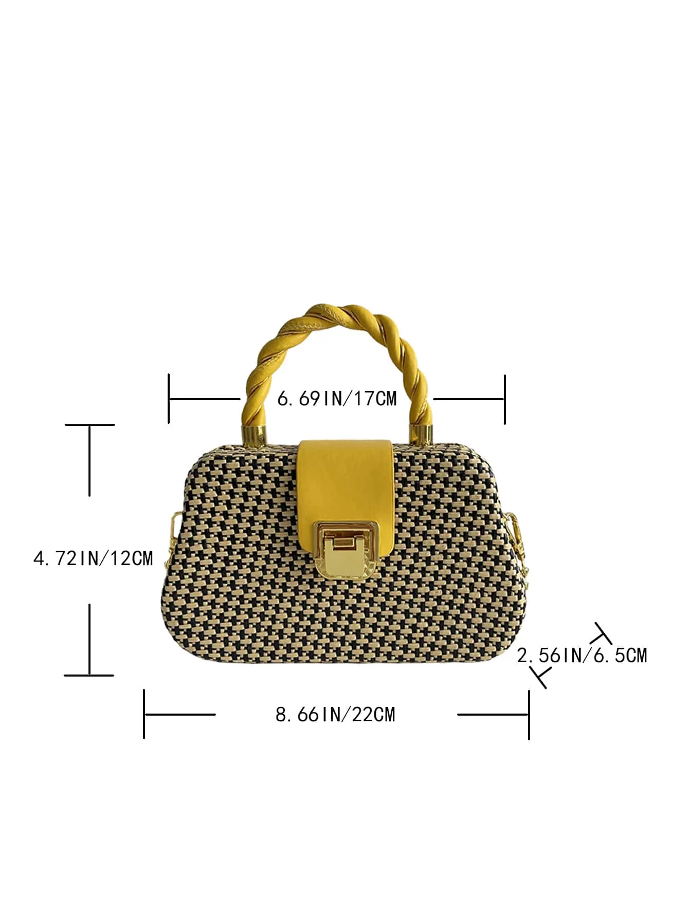 Metal Detail Color Block Box Bag - Yellow