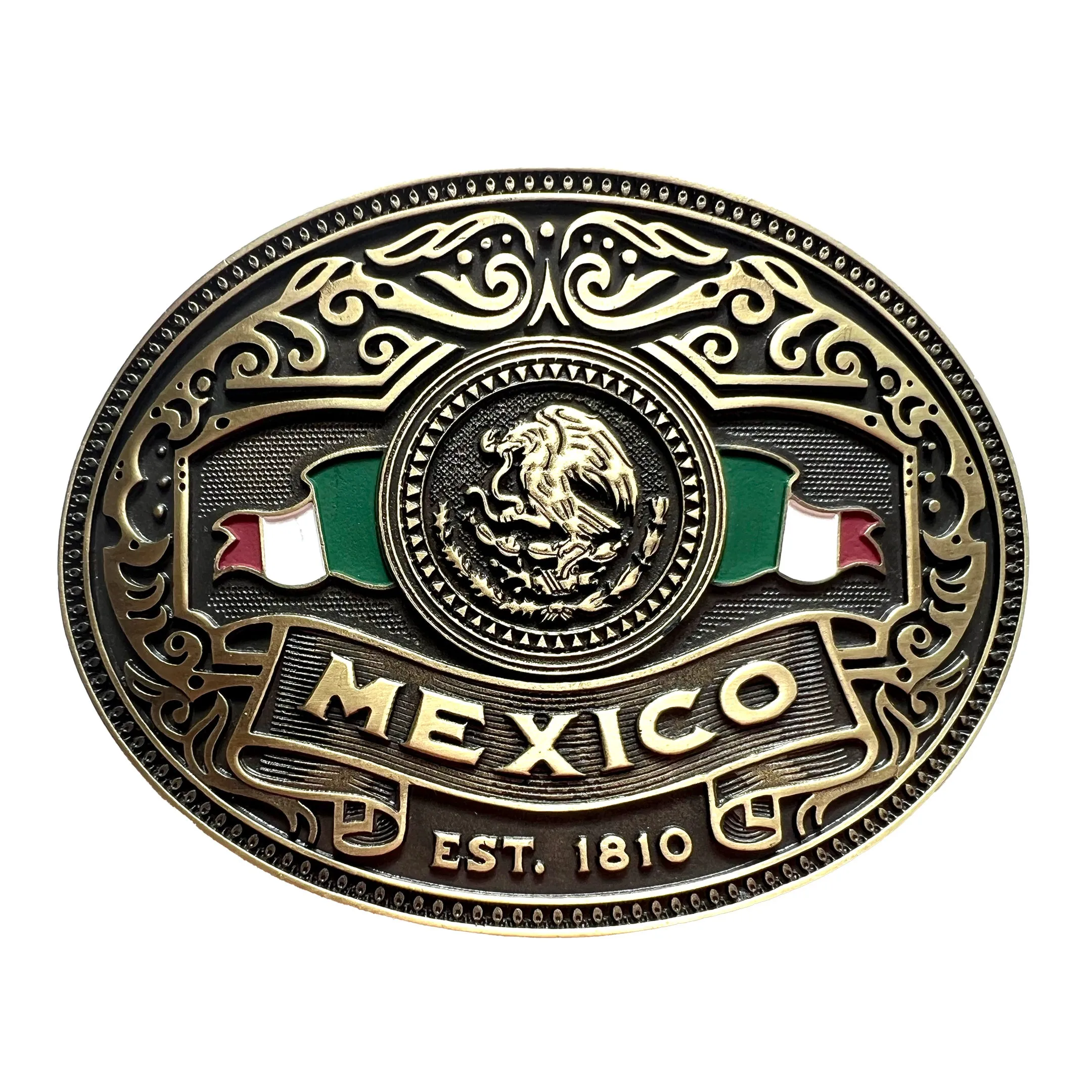 Mexico Flag Heritage Buckle