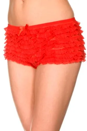 Micro Mesh Lace Ruffle Trim Tanga Shorts ML115 One Size