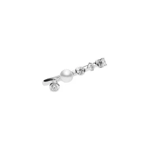 Mikimoto White Gold, Diamond and Akoya 3.25mm Pearl Ring