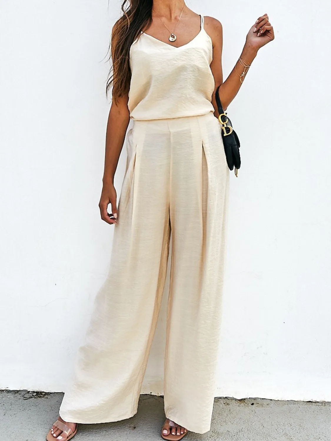 Milla Spaghetti Strap Cami and Wide Leg Pants Set