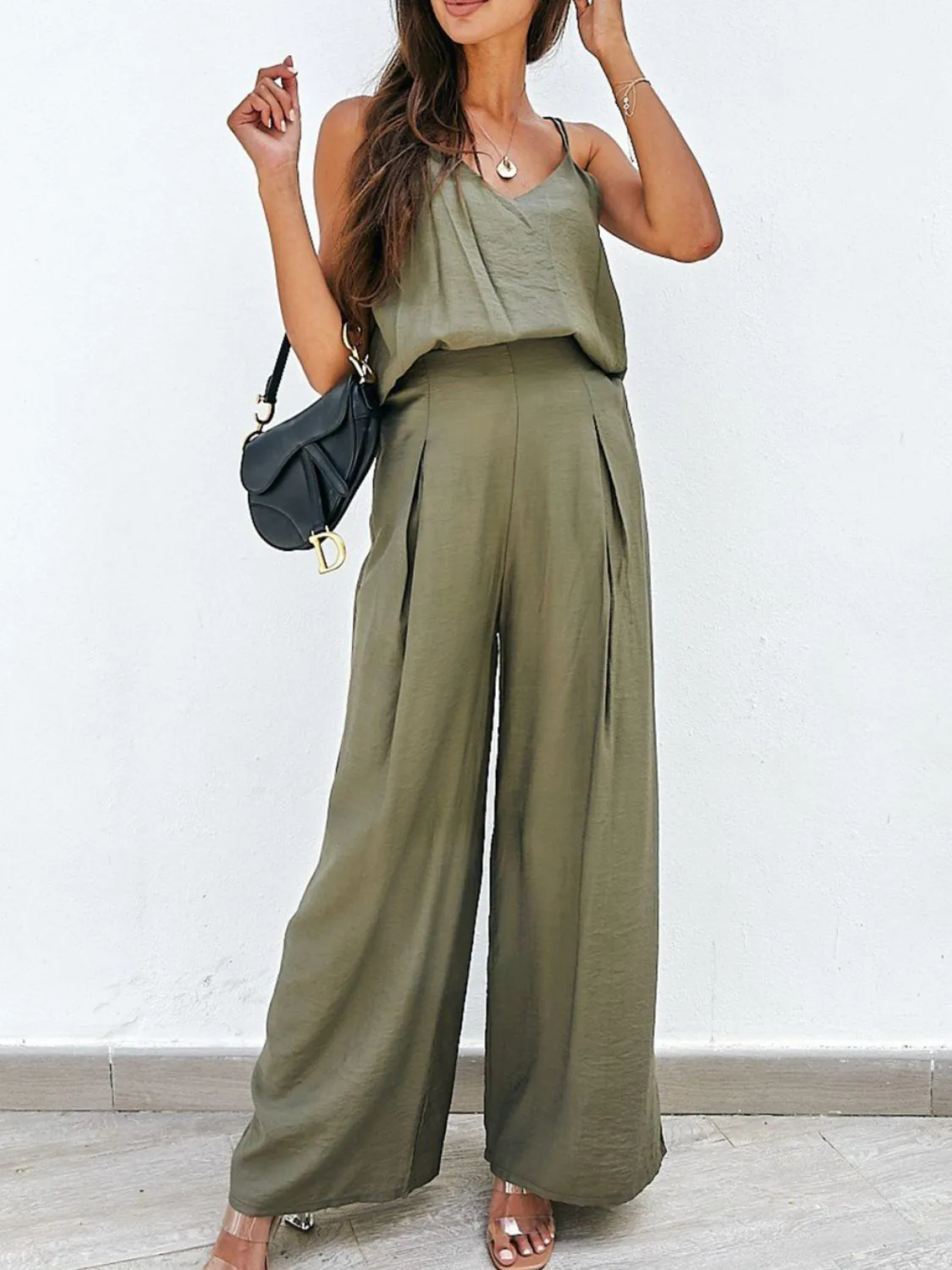 Milla Spaghetti Strap Cami and Wide Leg Pants Set