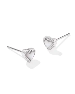 Mini Ari Heart Stud Earring - Silver MOP