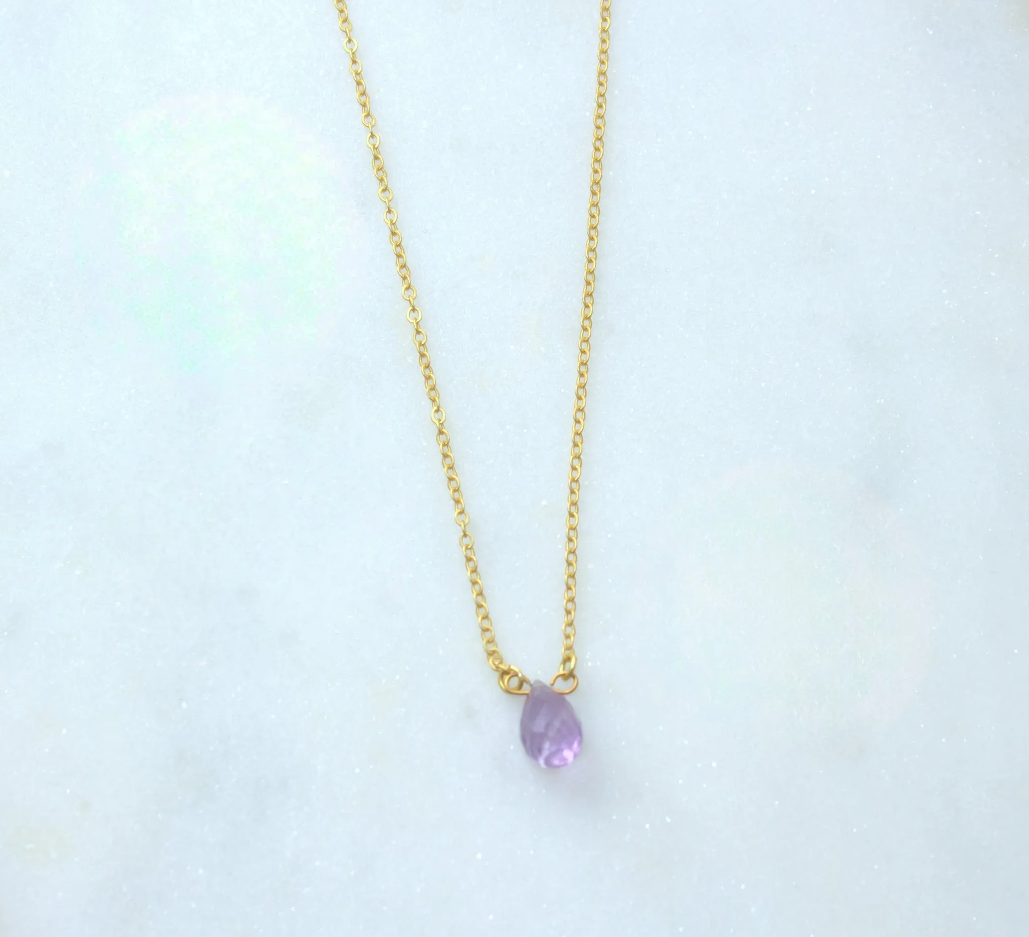 Mini Teardrop Moonstone Necklace in Lilac