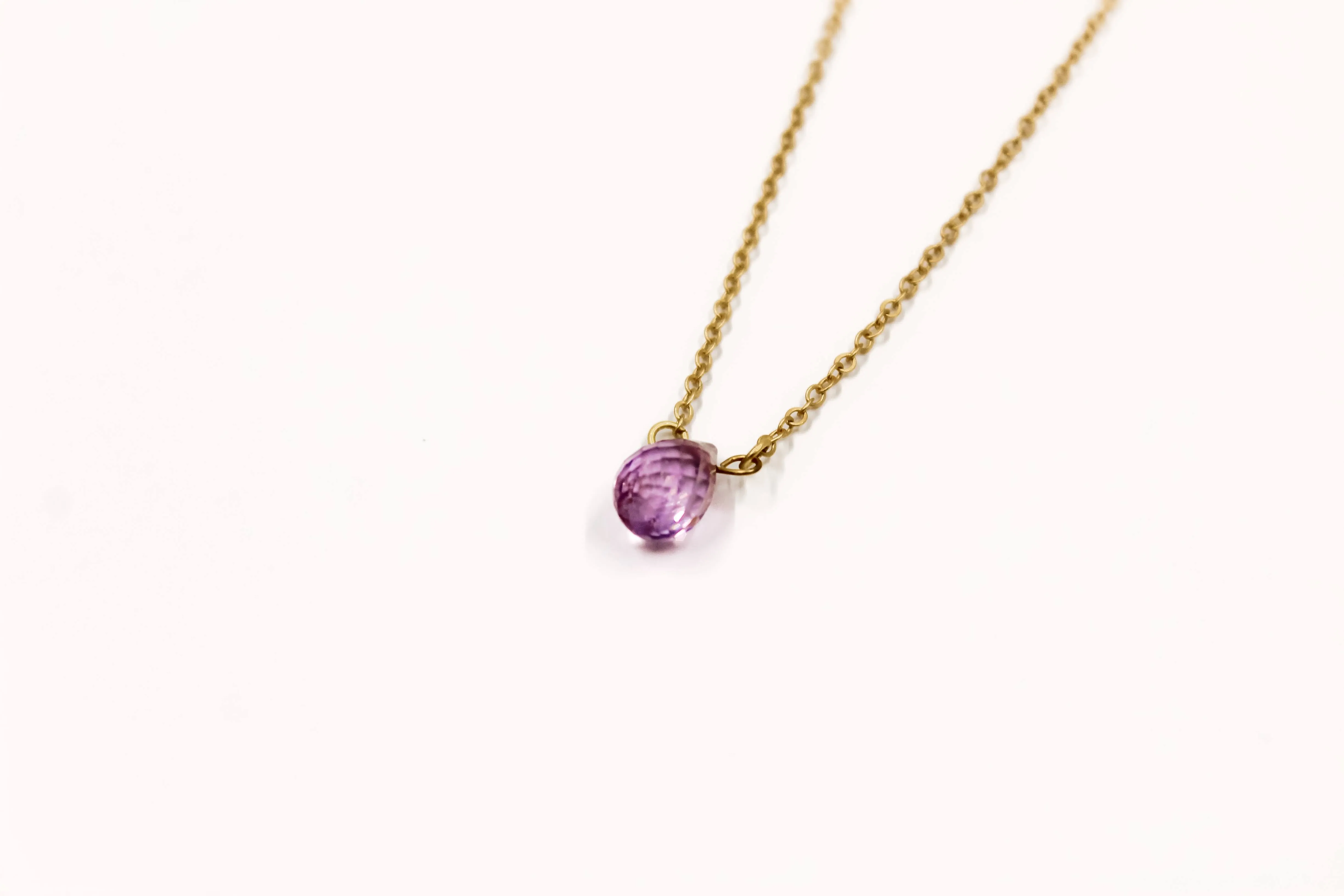 Mini Teardrop Moonstone Necklace in Lilac