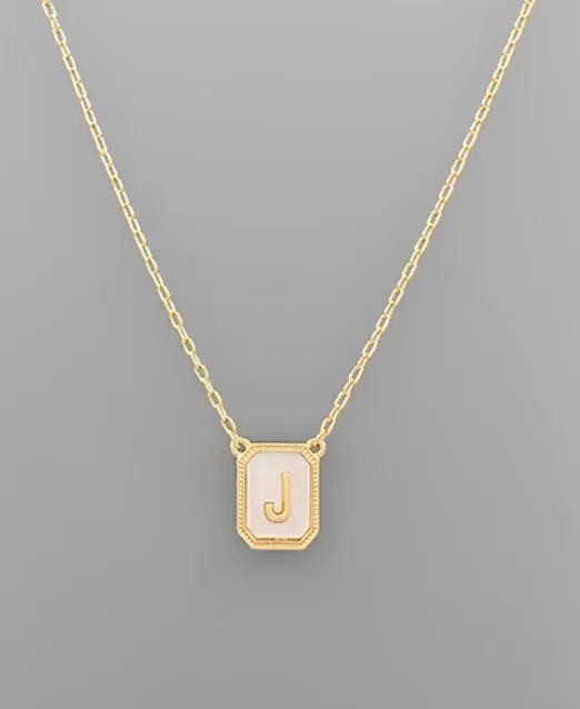 Mother of Pearl Initial Necklace