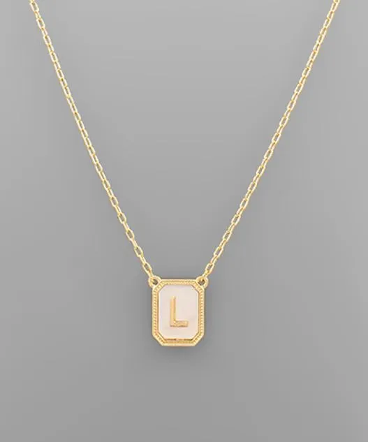 Mother of Pearl Initial Necklace
