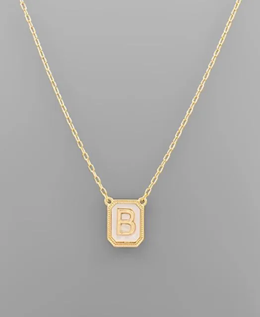 Mother of Pearl Initial Necklace