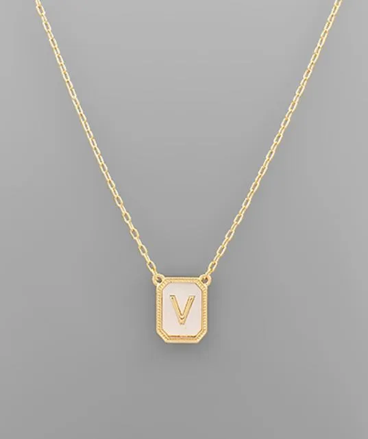 Mother of Pearl Initial Necklace