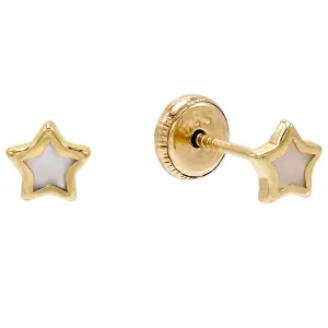 Mother of Pearl Star Mini Stud Earring 14K