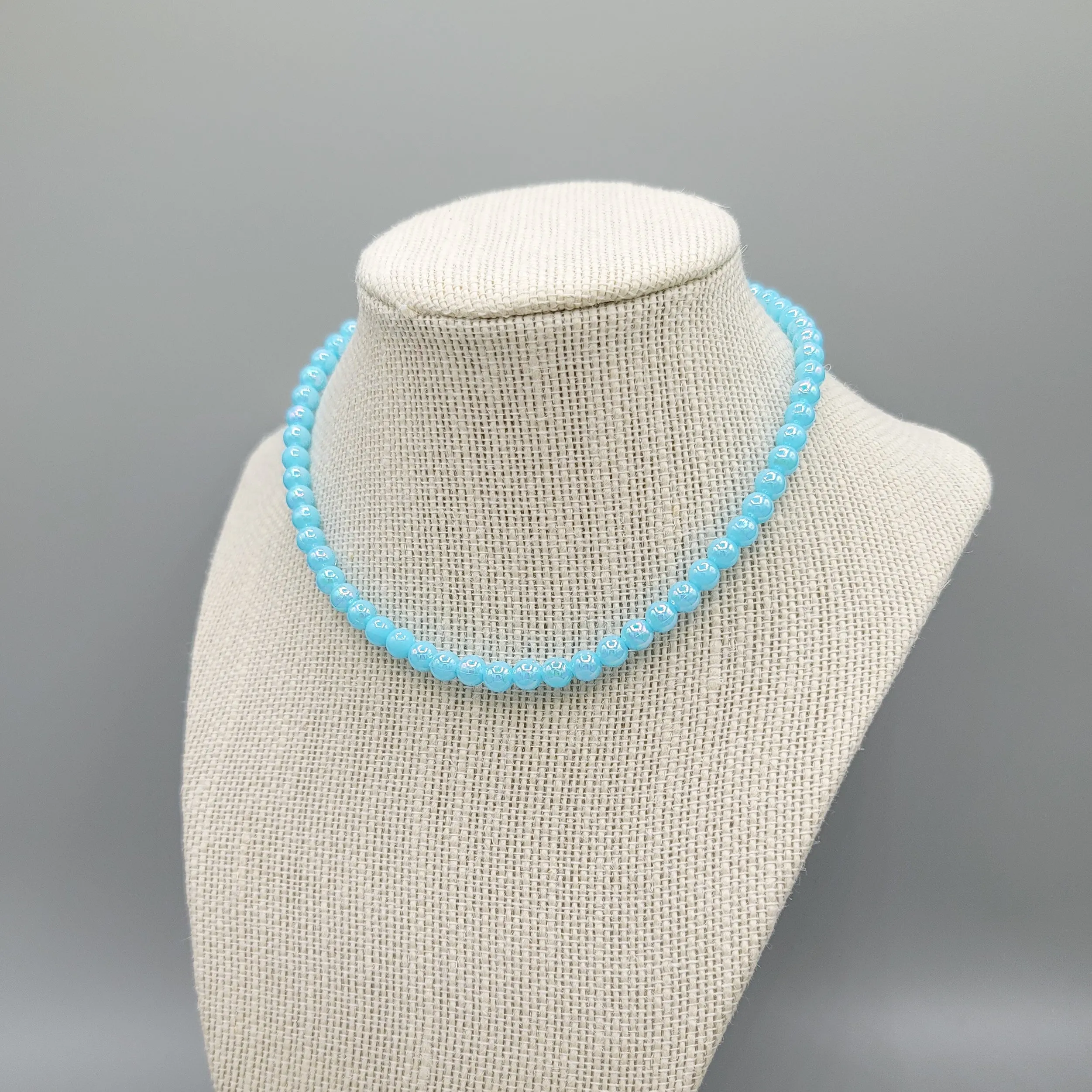 MTO | Necklace | Dainty Faux Pearl | Aquamarine