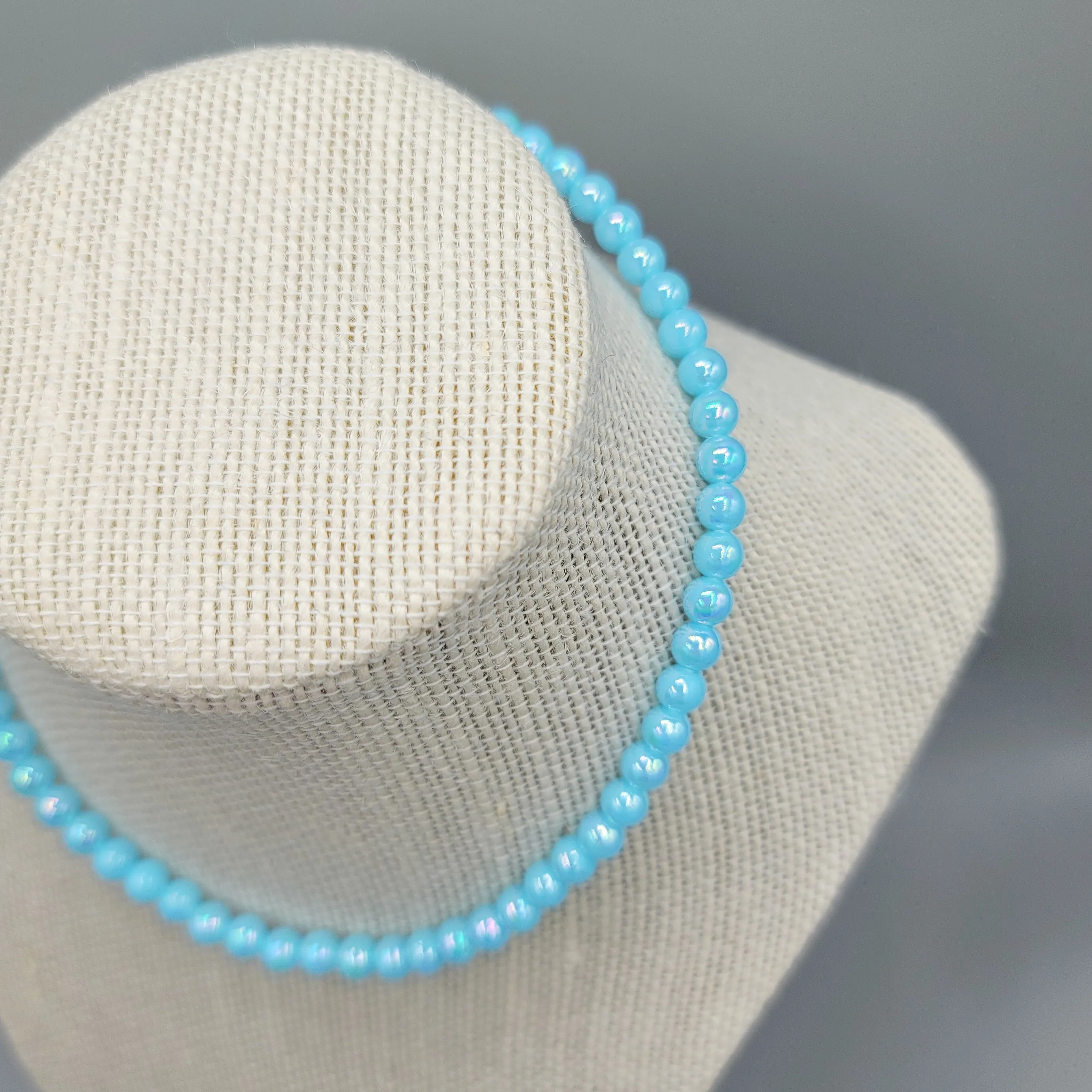 MTO | Necklace | Dainty Faux Pearl | Aquamarine