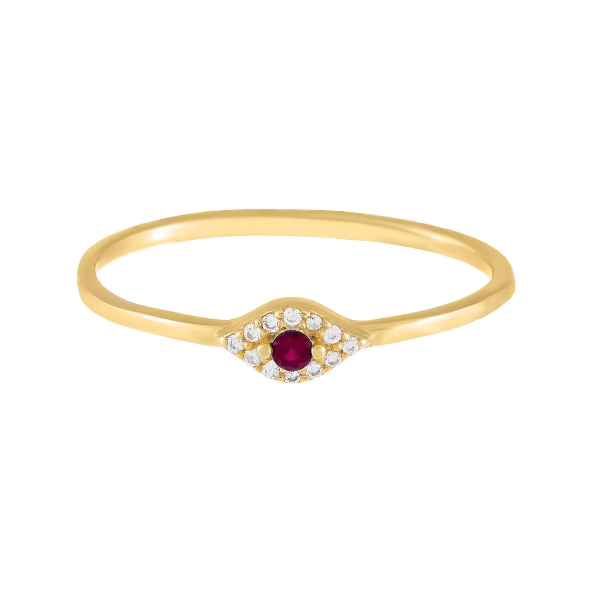 Multi Stone Evil Eye Thin Ring