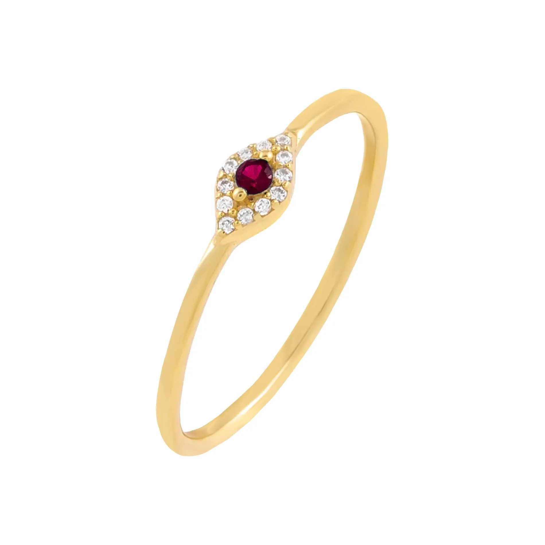 Multi Stone Evil Eye Thin Ring