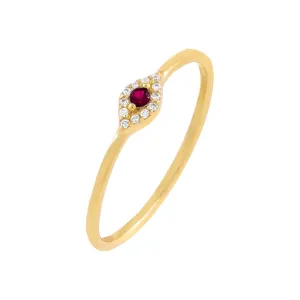 Multi Stone Evil Eye Thin Ring