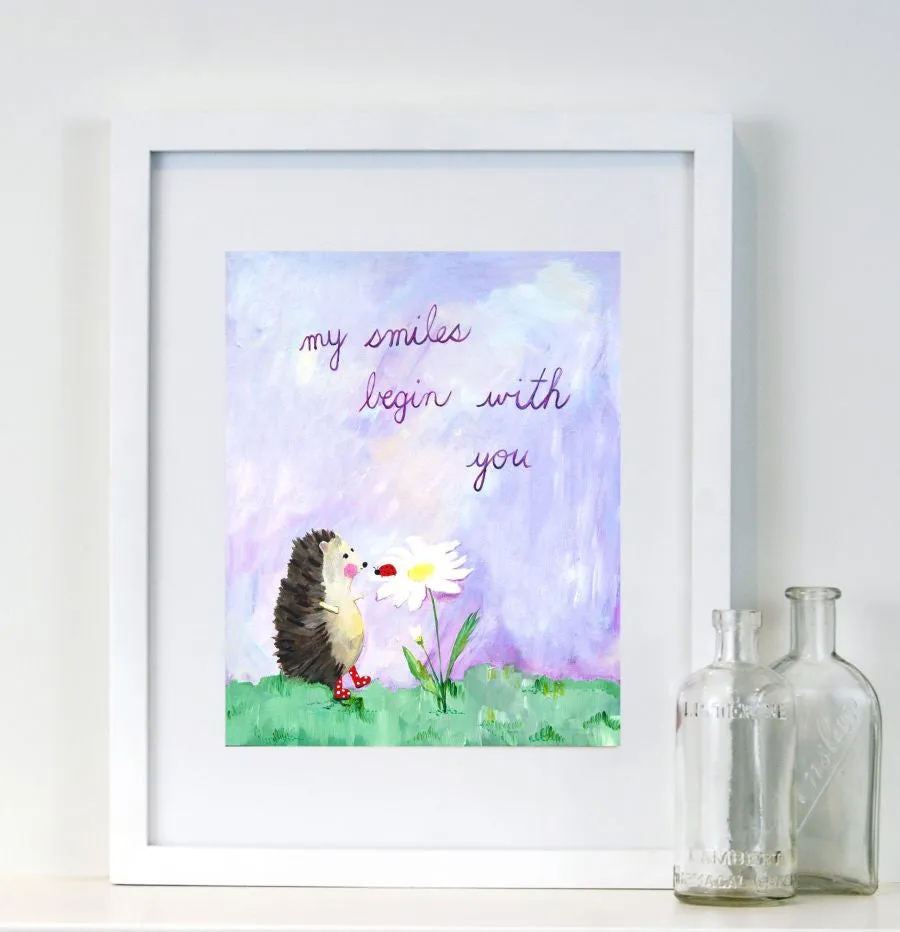 My smiles begin with you - Nursery Quote Art