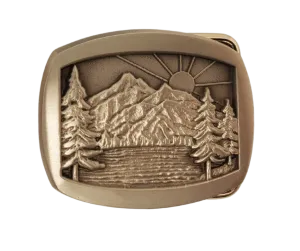 Nature Scene Small Belt Buckle Pewter