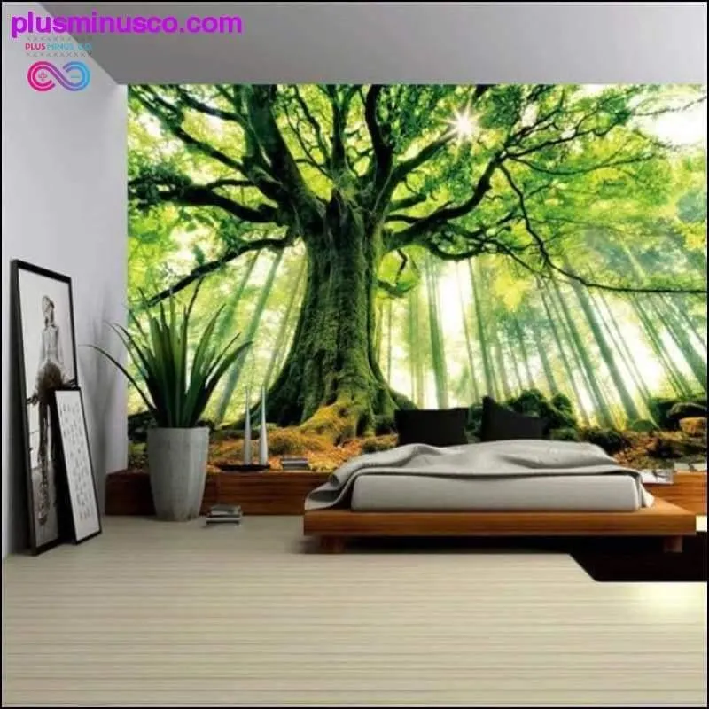 Nature Wall Tapestry Tree Forest Starry Sky Psychedelic