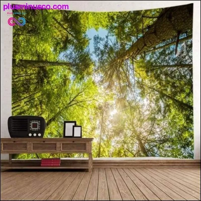 Nature Wall Tapestry Tree Forest Starry Sky Psychedelic