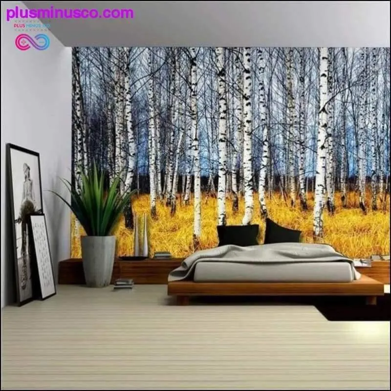 Nature Wall Tapestry Tree Forest Starry Sky Psychedelic