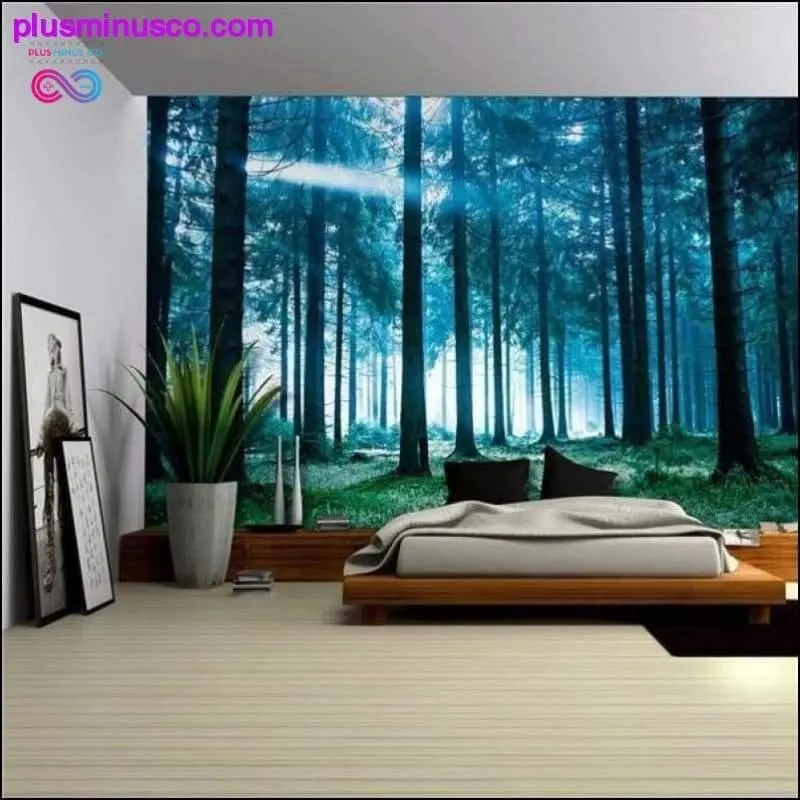 Nature Wall Tapestry Tree Forest Starry Sky Psychedelic