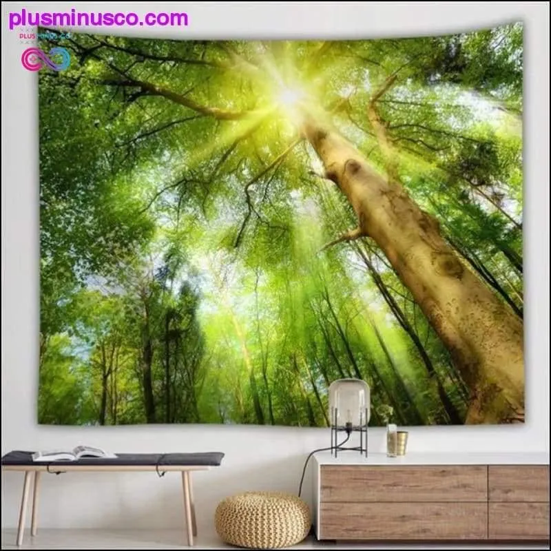 Nature Wall Tapestry Tree Forest Starry Sky Psychedelic