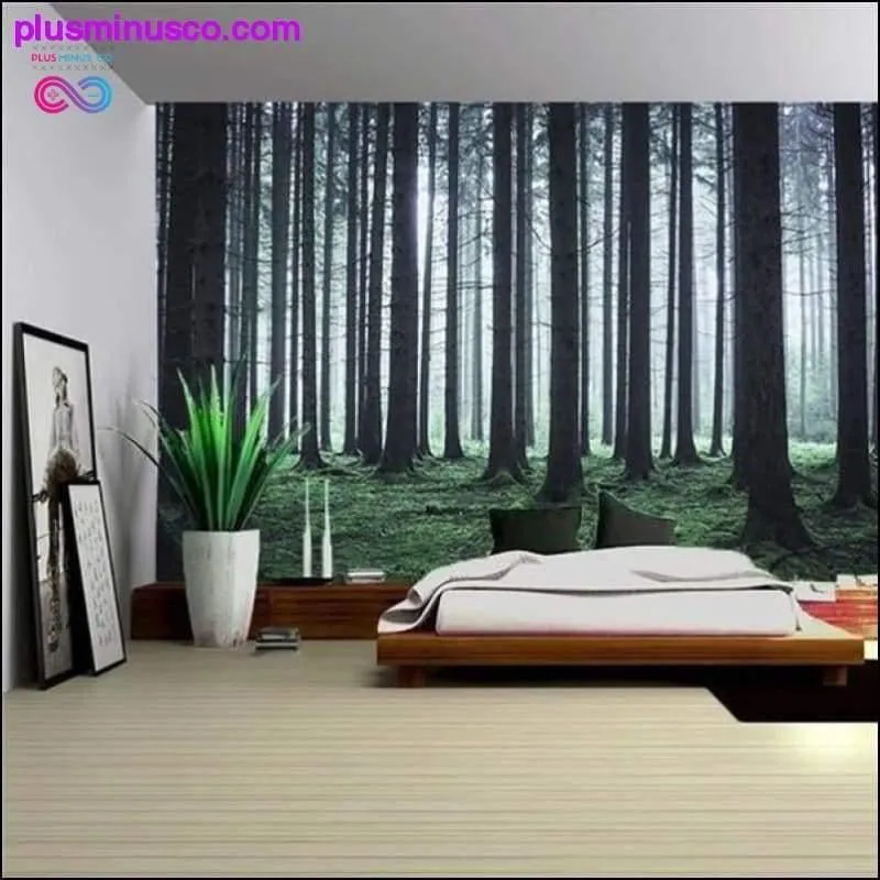 Nature Wall Tapestry Tree Forest Starry Sky Psychedelic
