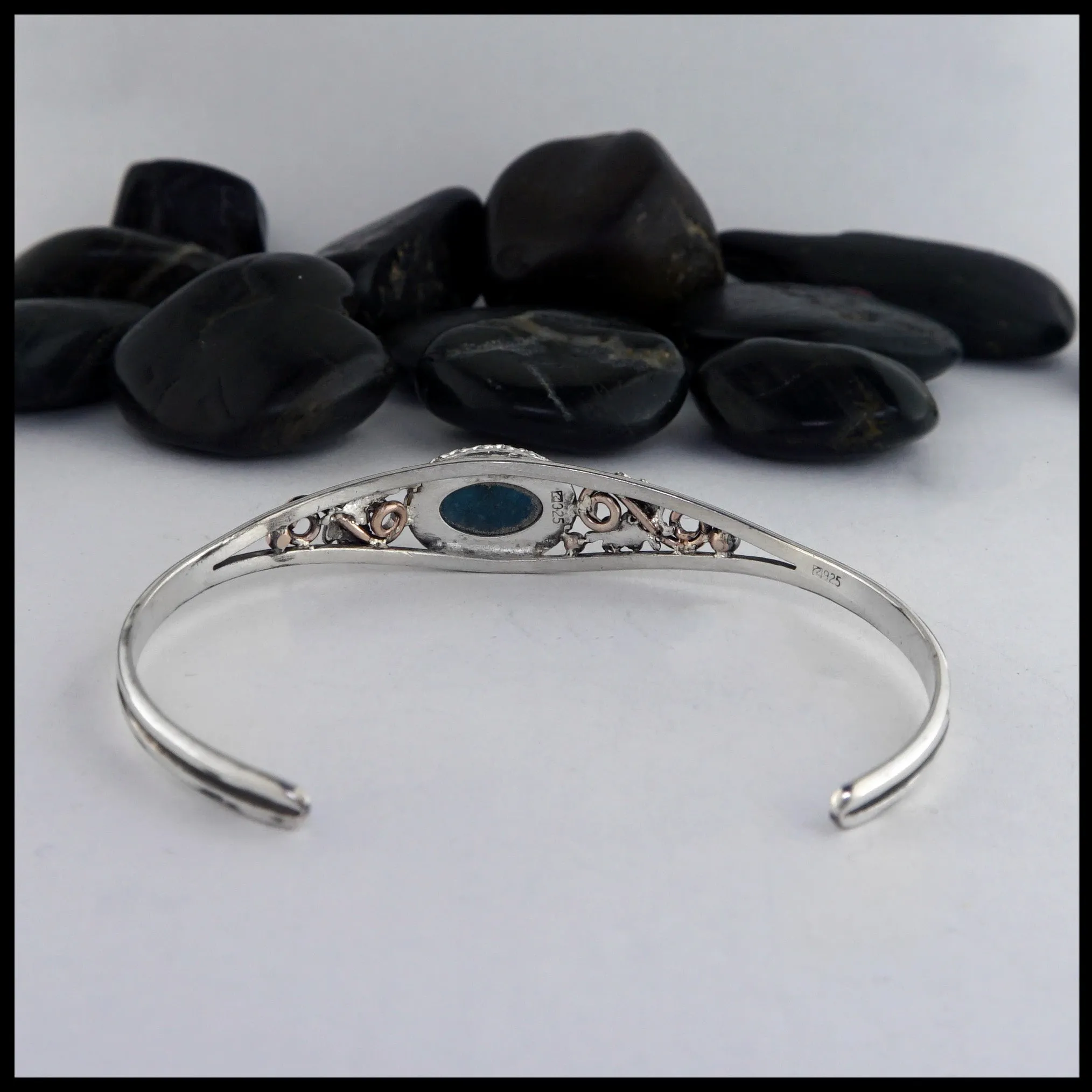 Oak Leaf Cuff Bracelet with Turquoise