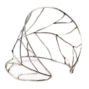 Organic Silver Leaf Cuff Bracelet