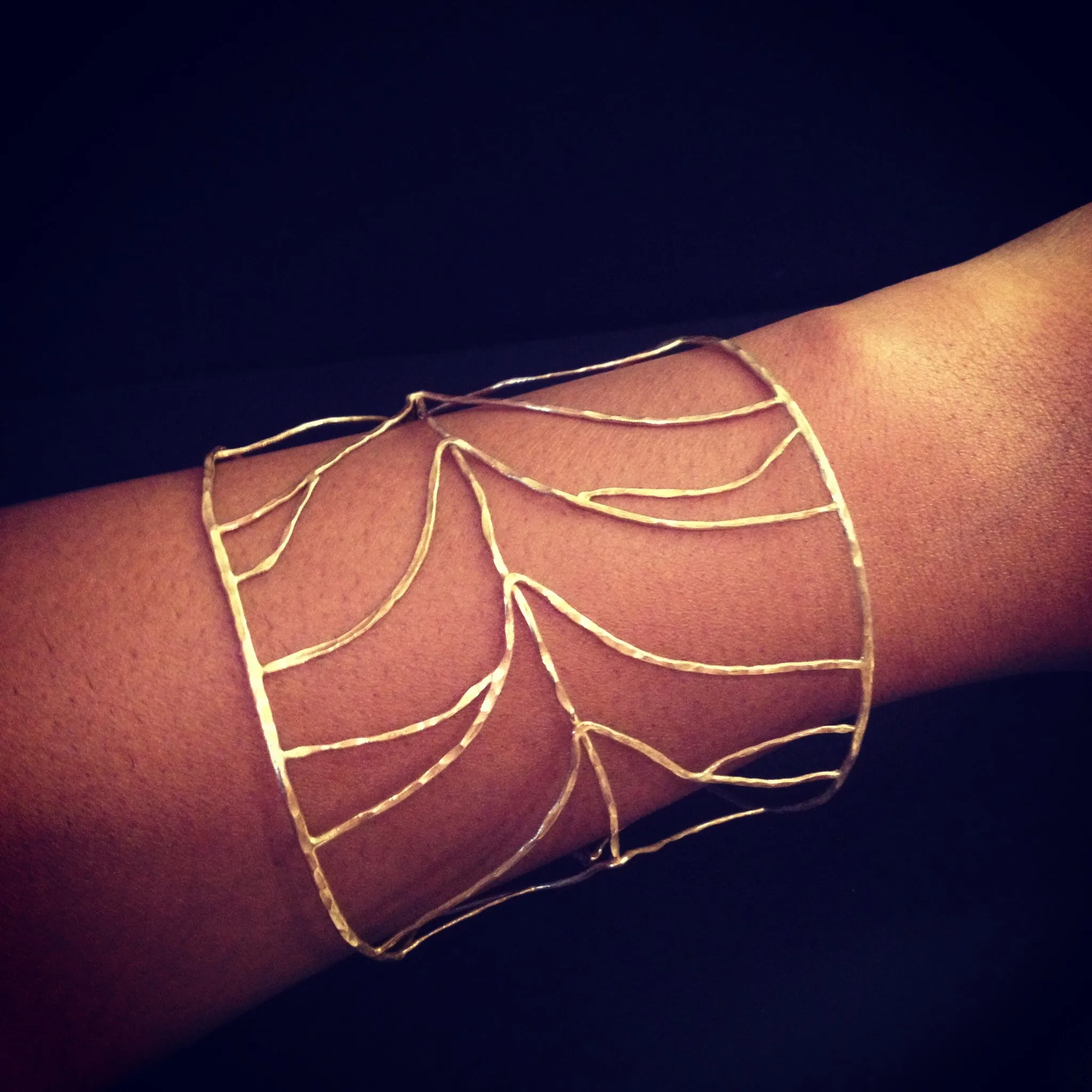 Organic Silver Leaf Cuff Bracelet