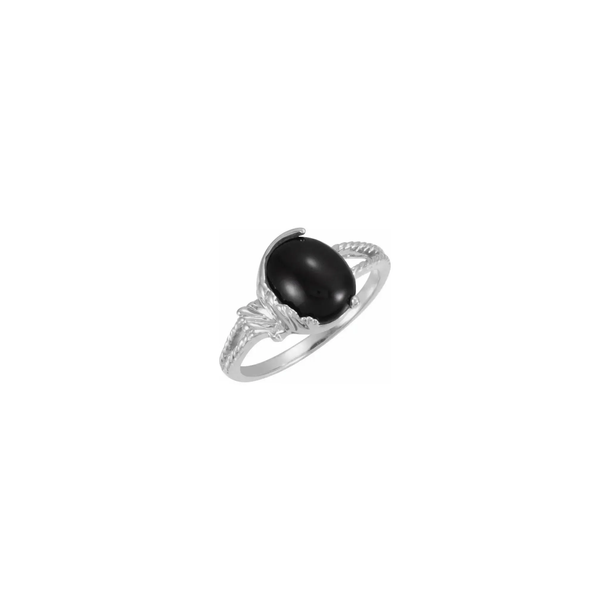 Oval Cabochon Onyx Leafy Ring