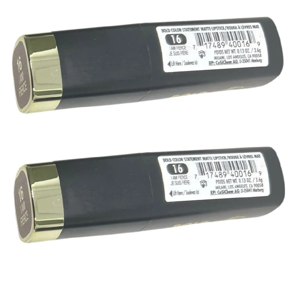 Pack of 2 Milani Bold Color Statement Matte Lipstick, I Am Fierce 16