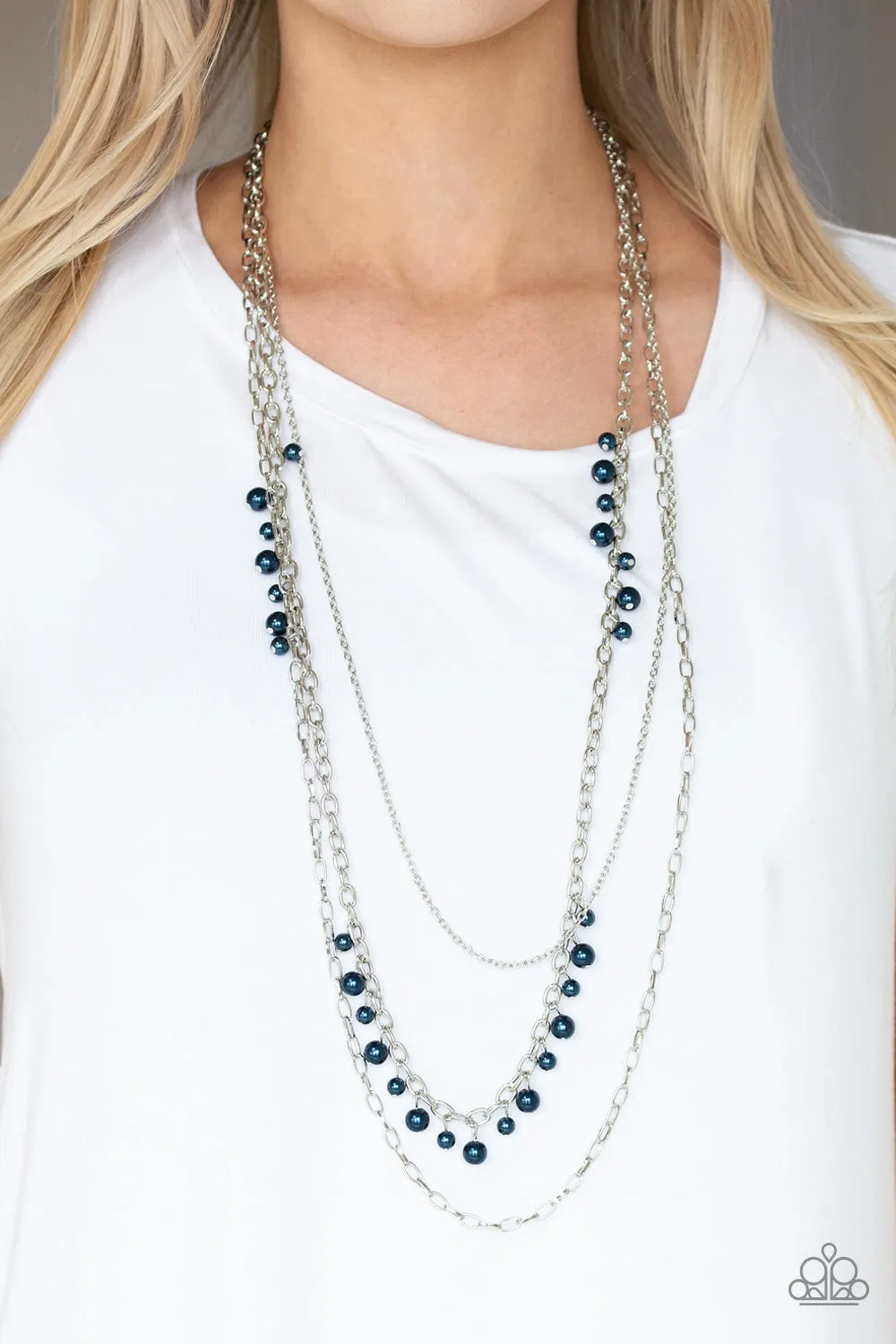 Paparazzi - Pearl Pageant None- Blue Necklace