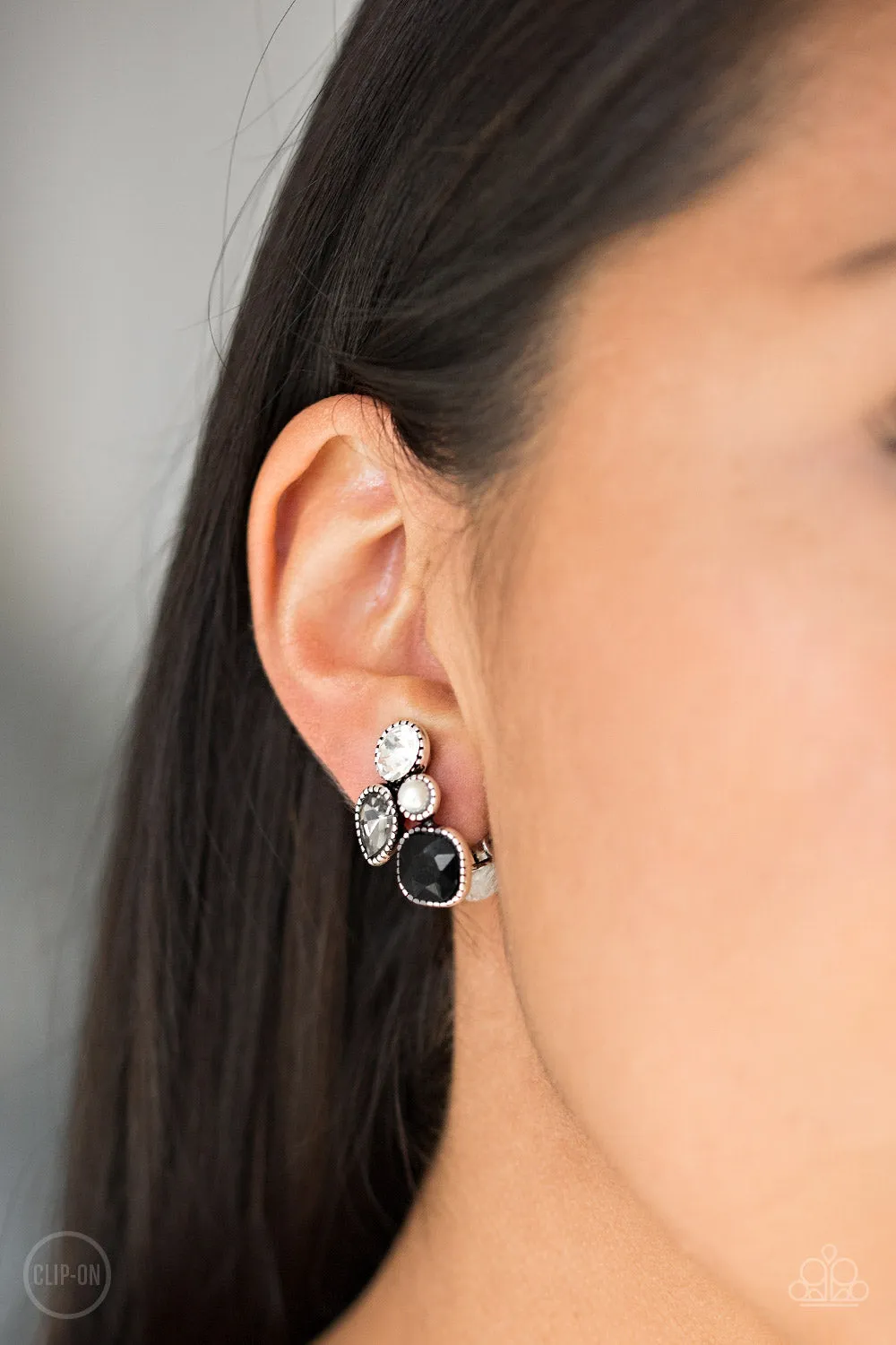 Paparazzi - Super Superstar - Black Clip-On Earrings