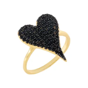 Pavé Onyx Heart Ring