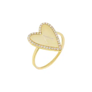 Pavé X Solid Heart Ring