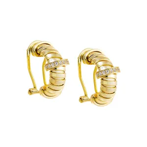 Pave Accented Wide Open Hoop Earring
