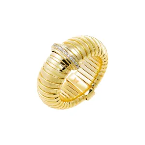 Pave Accented Wide Ridged Ring