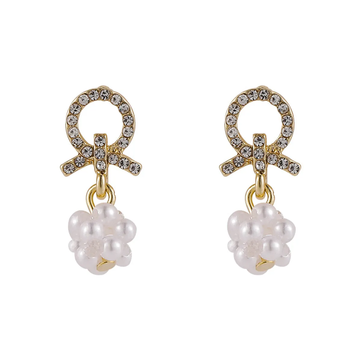 Pearl & Cubic Zirconia Pavé Cluster Drop Earrings