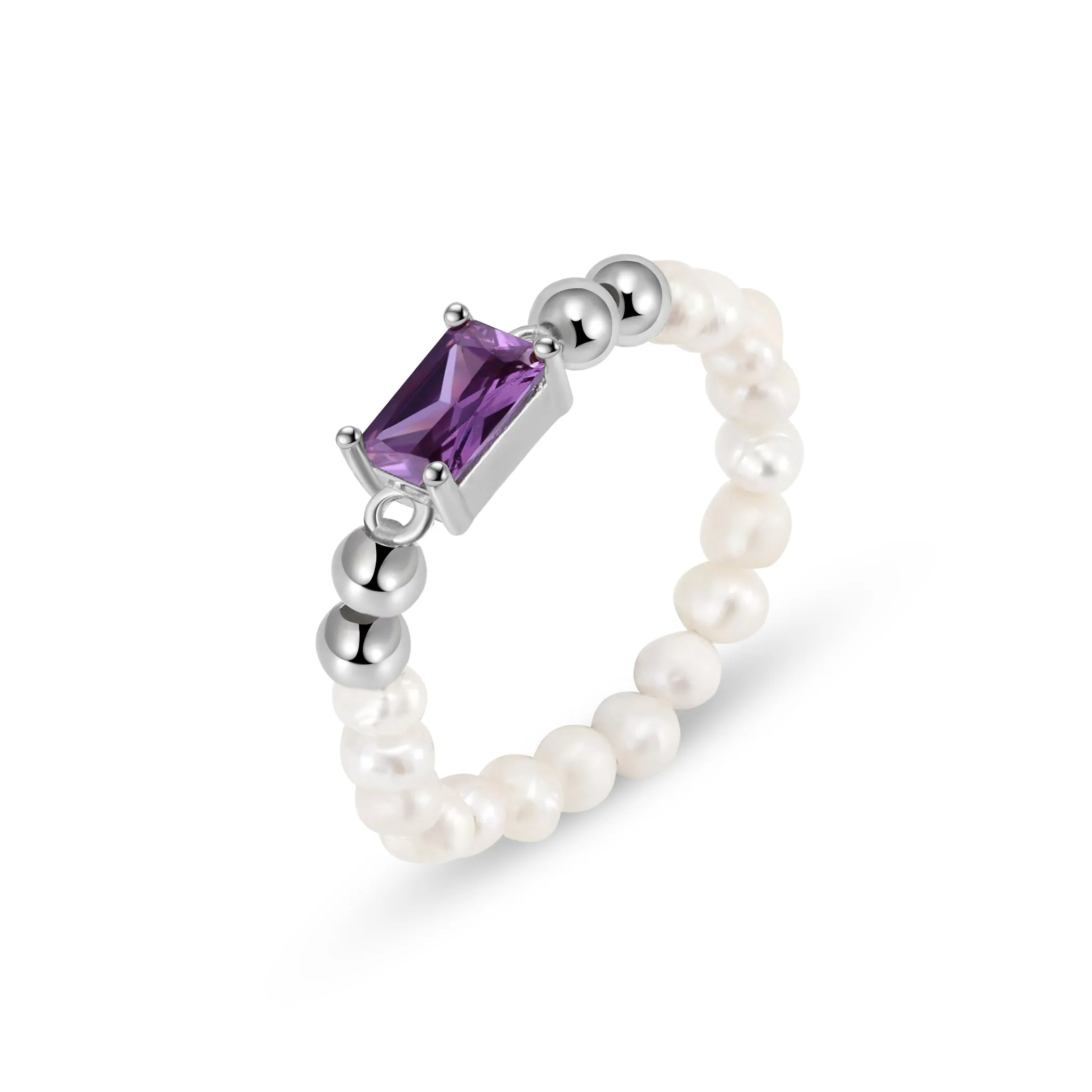 PEARL CASCADE PURPLE STONE RING
