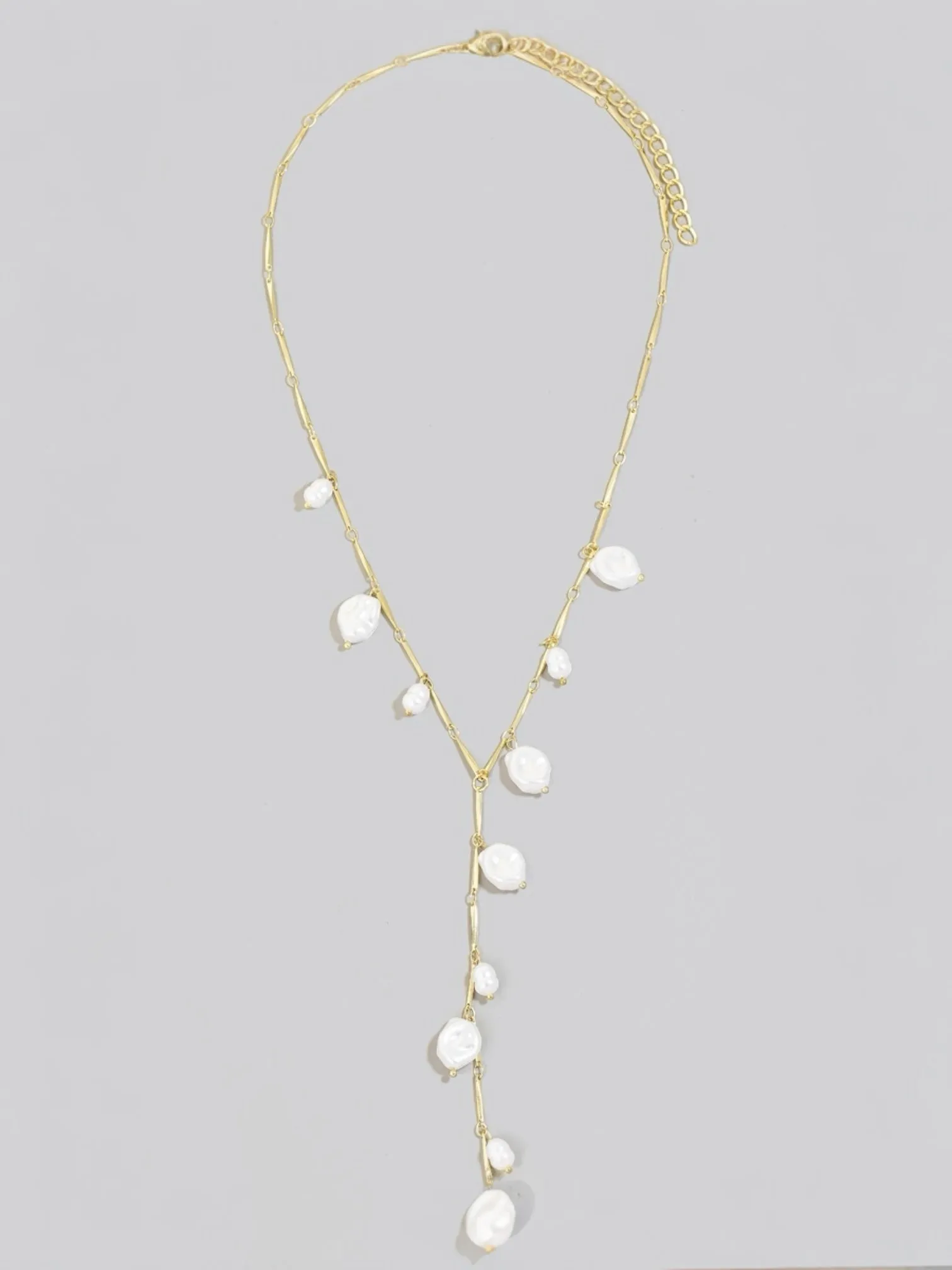 Pearl Charms Dainty Y Chain Necklace
