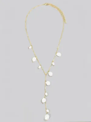 Pearl Charms Dainty Y Chain Necklace