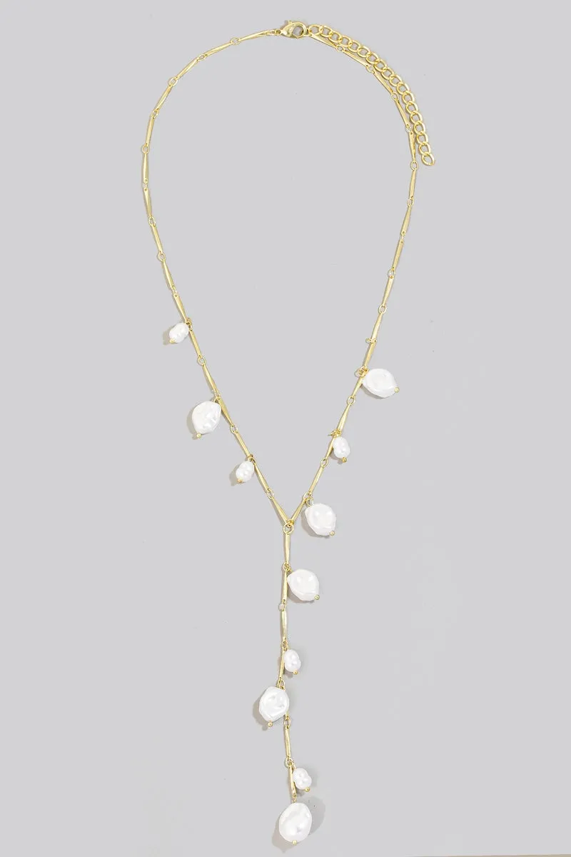 Pearl Charms Dainty Y Chain Necklace