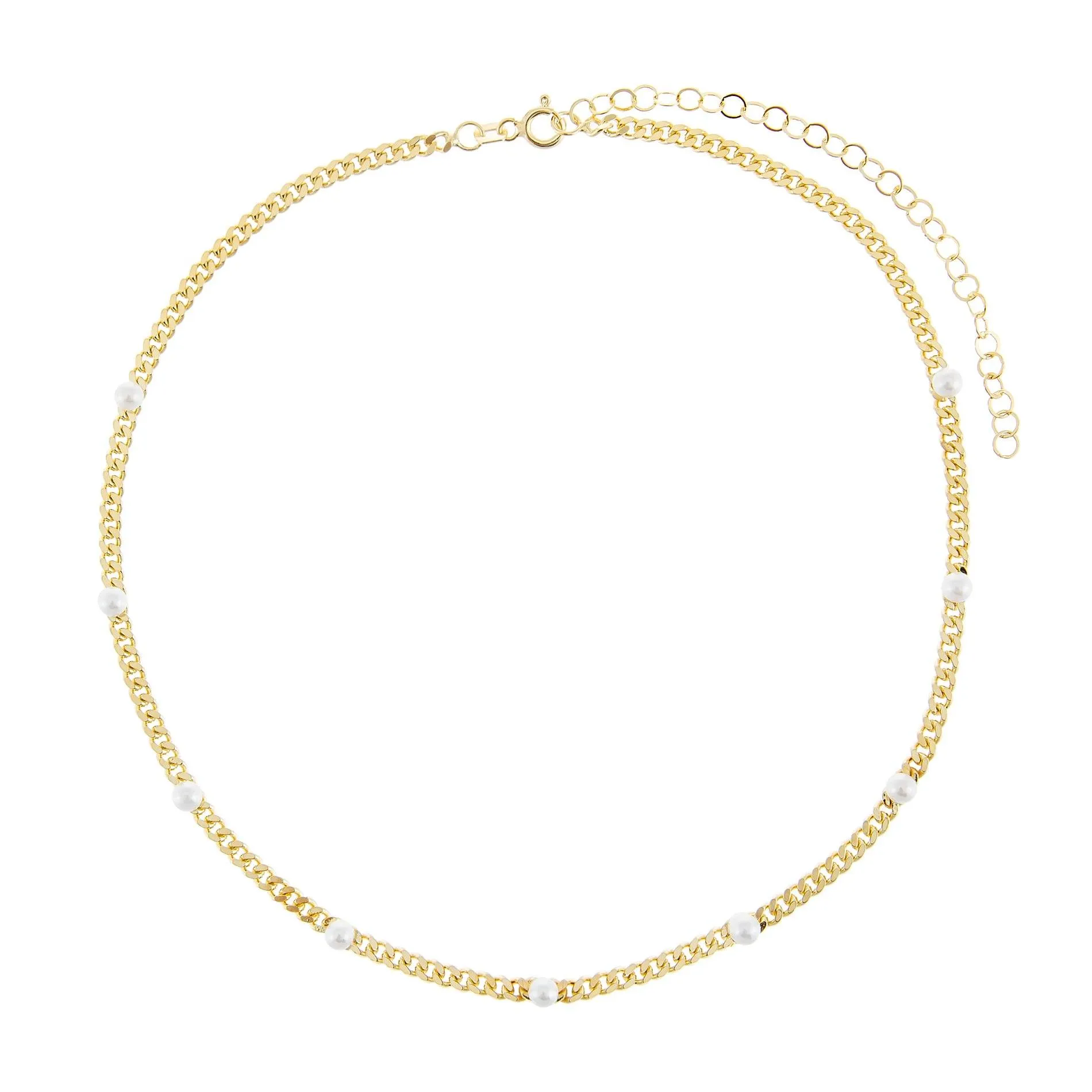 Pearl Embedded Cuban Chain Choker