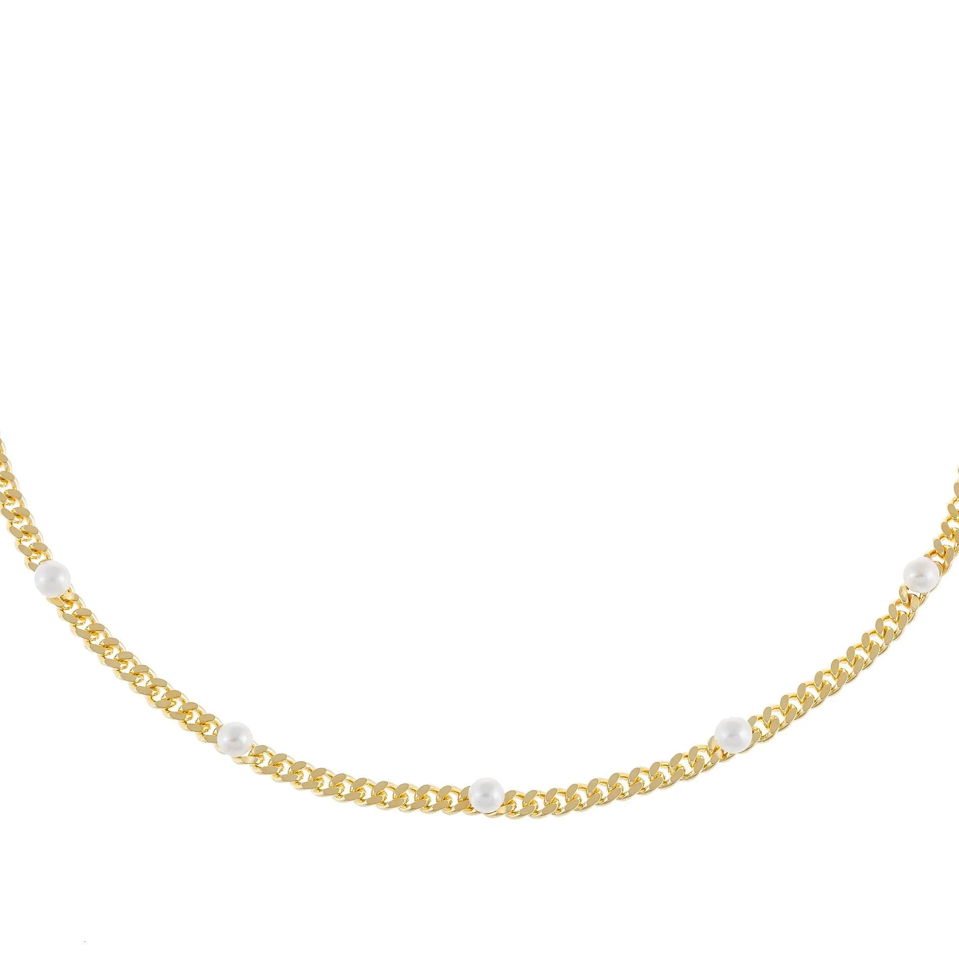 Pearl Embedded Cuban Chain Choker