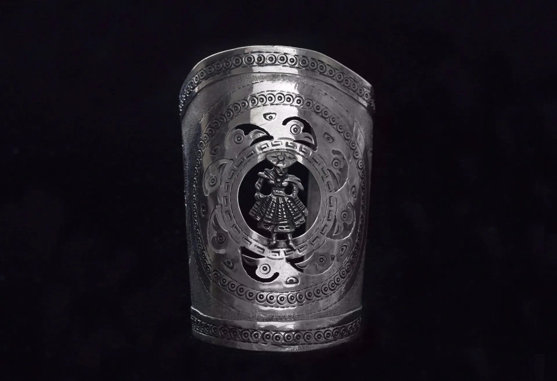 Peruvian Wide Sterling Arm Cuff