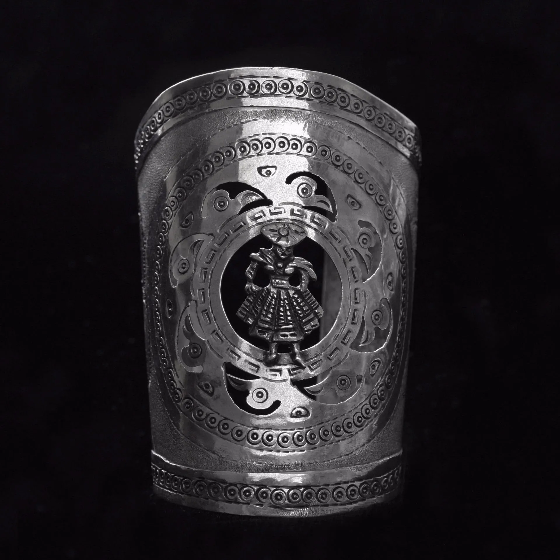 Peruvian Wide Sterling Arm Cuff