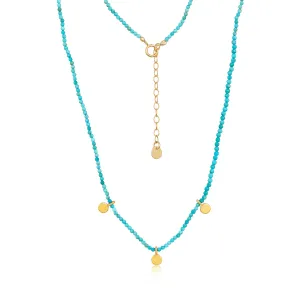 Petite Turquoise Three Gold charm Necklace