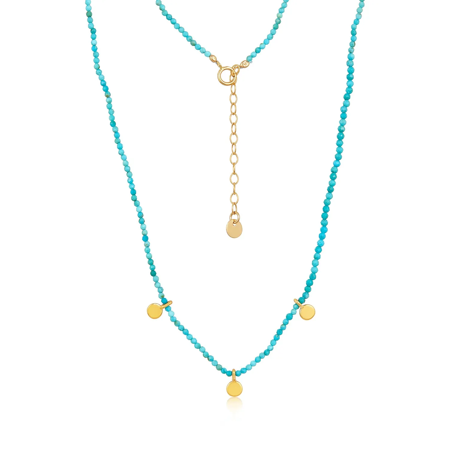 Petite Turquoise Three Gold charm Necklace